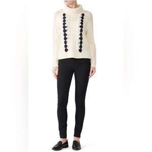 J CREW - Embellished Cable Knit Ruffle Turtleneck Sweater Size XS